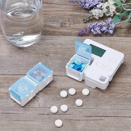 Smart Pill Box Portable Three-Compartment For Daily Medication compact white pill organizer with detachable morning noon evening compartments and timer