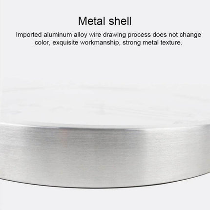 Smart WiFi Wall Clock With Time Synchronization, Living Room metal shell close-up showing brushed aluminum alloy texture and sleek design