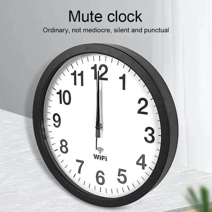 Smart WiFi Wall Clock With Time Synchronization, Living Room - 12/14/16" silent metal shell clock with PVC mirror face and aluminum hands