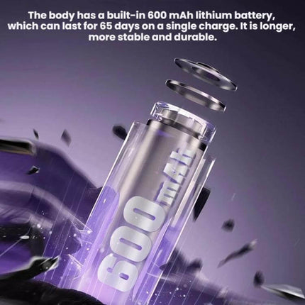 Smart Rechargeable Toothbrush UV Sterilizer and Wall-Mount Storage Rack showing built-in 600 mAh lithium battery detail and long-lasting charge