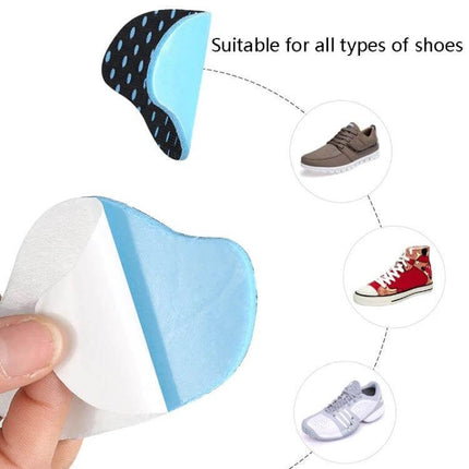 Sneaker Heel Pad For High Heels White Soft Antiabrasion soft blue adhesive heel cushion shown with sneakers and pumps