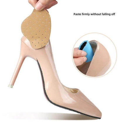Sneaker Heel Pad For High Heels White Soft Antiabrasion applied inside nude patent stiletto showing adhesive perforated cushion