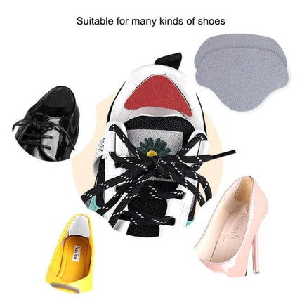 Sneaker Heel Protectors Self Adhesive For Everyday Wear shown installed on sneaker and compatible with dress shoes, heels and flats