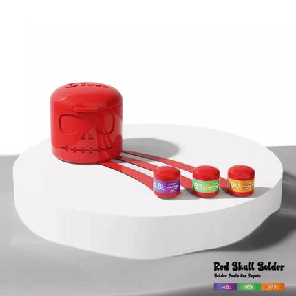SNK Solder Paste For Electronics Repair, Low-Temp Tin Ointment small jars and red skull dispenser for mobile and PCB repairs