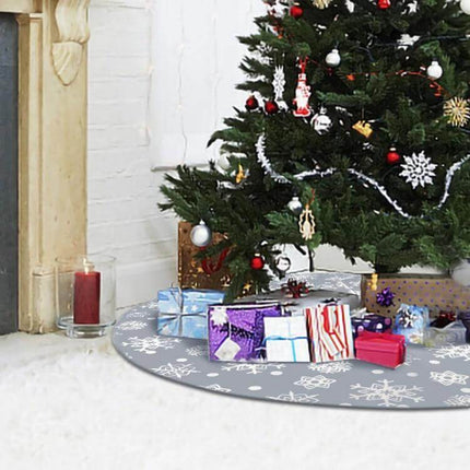 Snowflake Tree Skirt, 122 Cm Diameter For Christmas Decor - gray snowflake tree skirt under decorated Christmas tree hiding stand