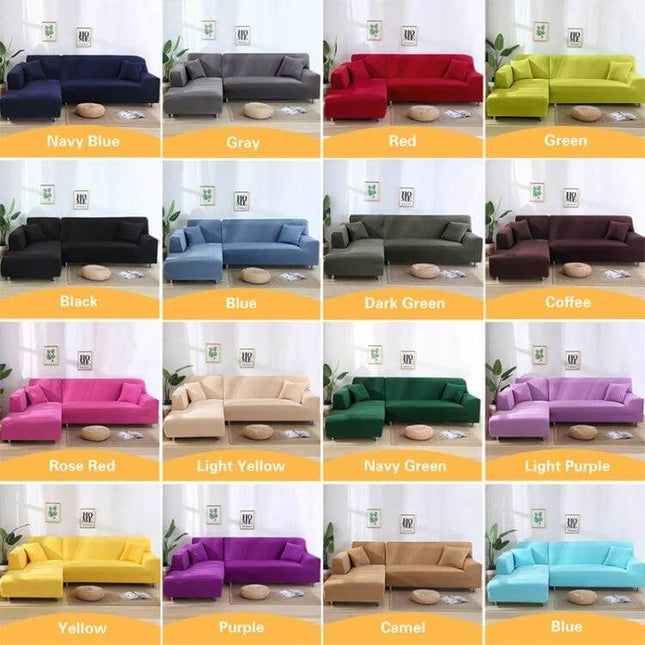 Sofa Cover Set For 3 To 4 Seaters For Everyday Use - plain dyed polyester-spandex stretch covers in multiple colors for living rooms, kids & pets