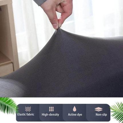 Sofa Cover Set For 3 To 4 Seaters For Everyday Use – stretch polyester-spandex grey fitted cover showing elastic, high-density, non-slip features