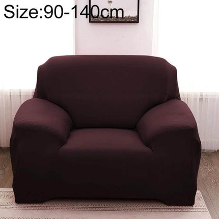 Sofa Cover Set With Pillowcase For Single And Two Seater in dark brown on single armchair, plain dyed protective slipcover