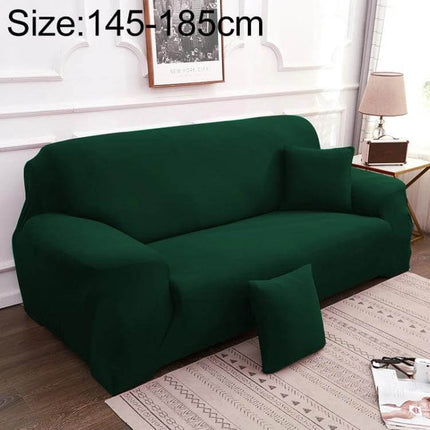 Sofa Cover Set With Pillowcase For Single And Two Seater in dark green fitted on a modern living room sofa protecting upholstery