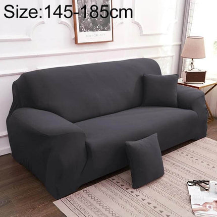Sofa Cover Set With Pillowcase For Single And Two Seater in dark gray fitted on modern sofa with two matching pillowcases