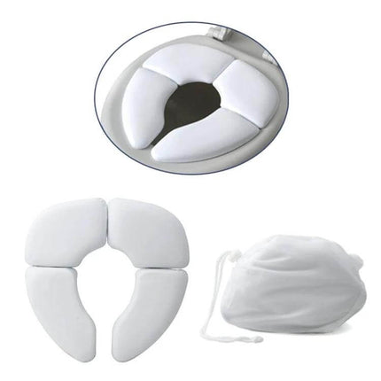 Soft Skin-Friendly Kids Folding Toilet Seat Cover White - cushioned white folding potty seat with washable tote for travel and home use