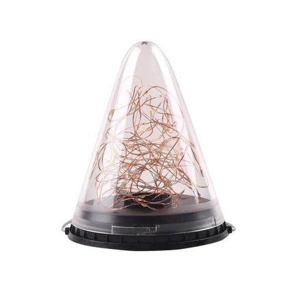 Solar Conical Starlight Pendant Lamp IP55 Outdoor Garden - clear conical solar pendant light with copper starlight filament, easy-install, IP55
