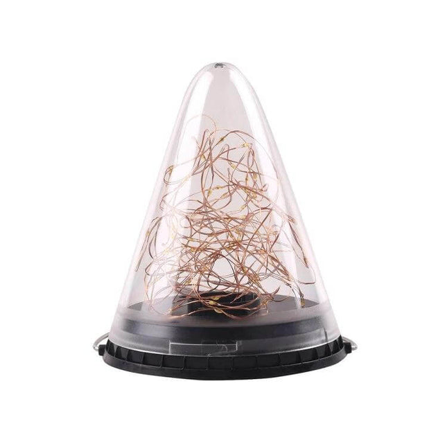 Solar Conical Starlight Pendant Lamp IP55 Outdoor Garden - clear conical solar pendant light with copper starlight filament, easy-install, IP55