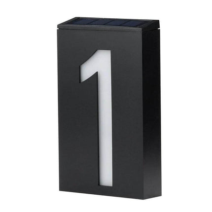 Solar Door Plate Light For House Numbers Outdoor Night Use - black weatherproof solar LED house number plaque with integrated solar panel