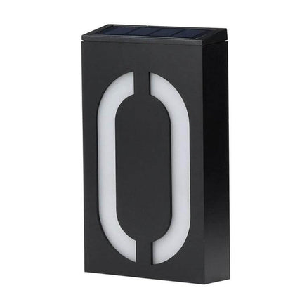 Solar Door Plate Light For House Numbers Outdoor Night Use - black weatherproof solar LED house number plate with 69 LEDs, compact no-wiring design