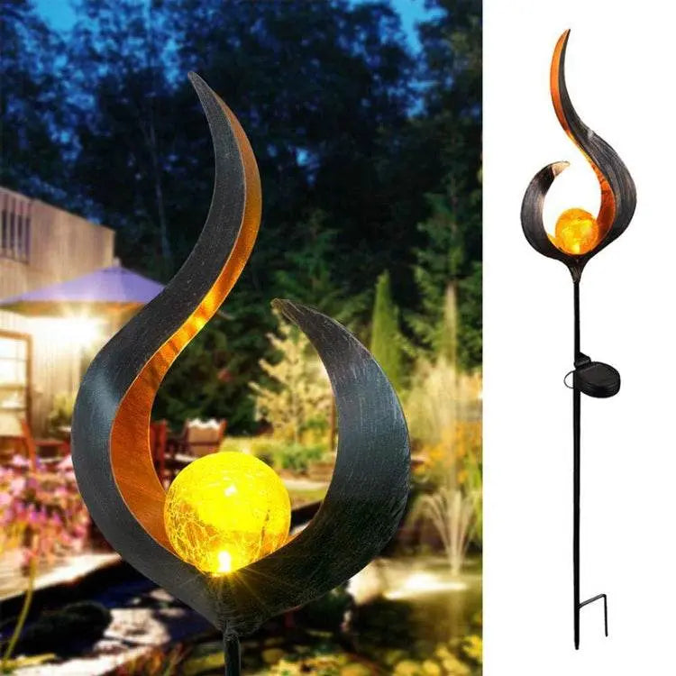 Solar Flame Light LED Iron Art Outdoor Decorative Lamp Delight 