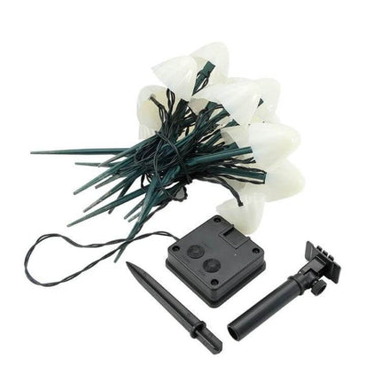 Solar Mushroom Lawn Light Outdoor String Lights 3.8m - solar mushroom stake string lights with battery pack, weatherproof garden pathway decor