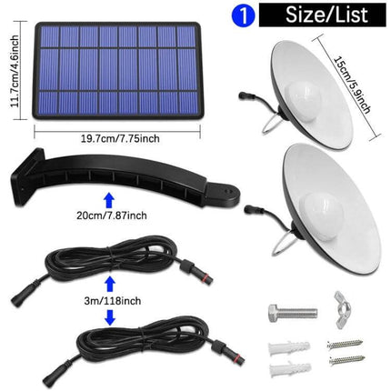 Solar Outdoor Landscape Light For Courtyard And Pathways Warm Light dual-head solar pathway light kit with panel, mounts, cables and hardware