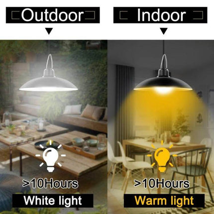 Solar Outdoor Landscape Light For Courtyard And Pathways Warm Light showcasing dual white and warm lighting options for outdoor garden and indoor dining use