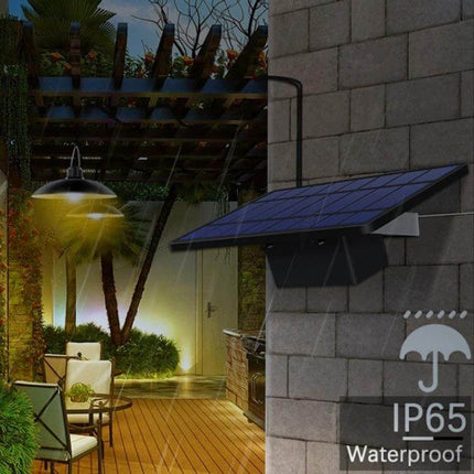 Solar Outdoor Landscape Light For Courtyard And Pathways Warm Light dual-head solar pathway fixture with warm glow and IP65 waterproof wall-mounted panel