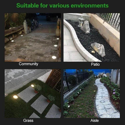 Solar Powered Garden Buried Lamp IP65 Waterproof for Walkways recessed path lights illuminating community patio grass and aisle at night
