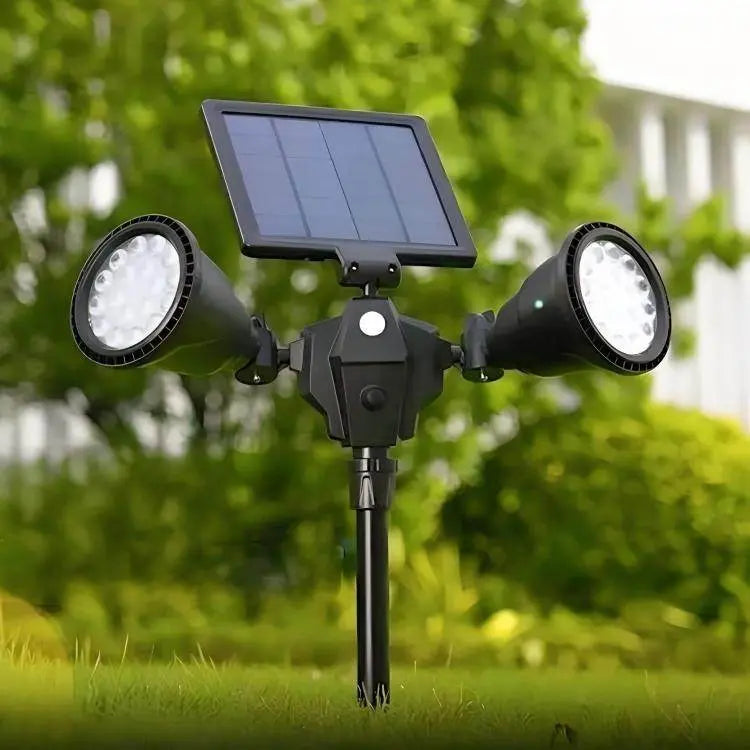 Solar Powered Robot LED Spotlight Double-Headed Outdoor Light 