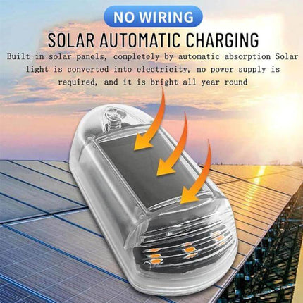 Solar-Powered Roof Warning Light - Yellow For Trucks mounted on truck roof showing built-in solar panel, waterproof self-contained beacon, no wiring required