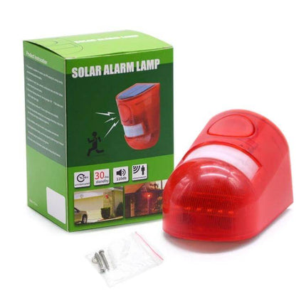 Solar Powered Sound Light Alarm Outdoor Waterproof System red solar alarm lamp with 6 flashing LEDs and 110dB siren for perimeter security