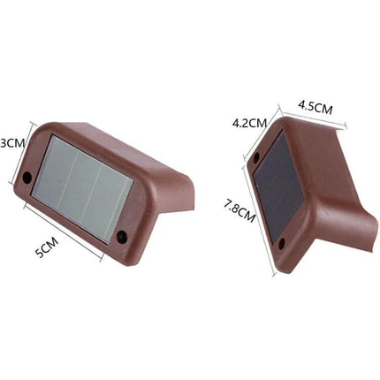 Solar Staircase Light For Outdoors Warm White Stairs Garden brown ABS solar step light showing dimensions IP65 weatherproof