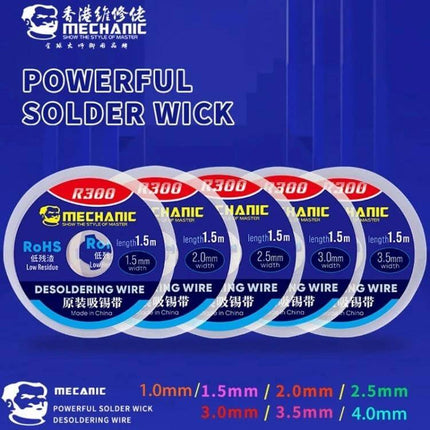 Solder Wick Desoldering Braid 1.5m For Removing Solder From Joints - copper desoldering braid for PCB rework, 1.5m length, flexible wick