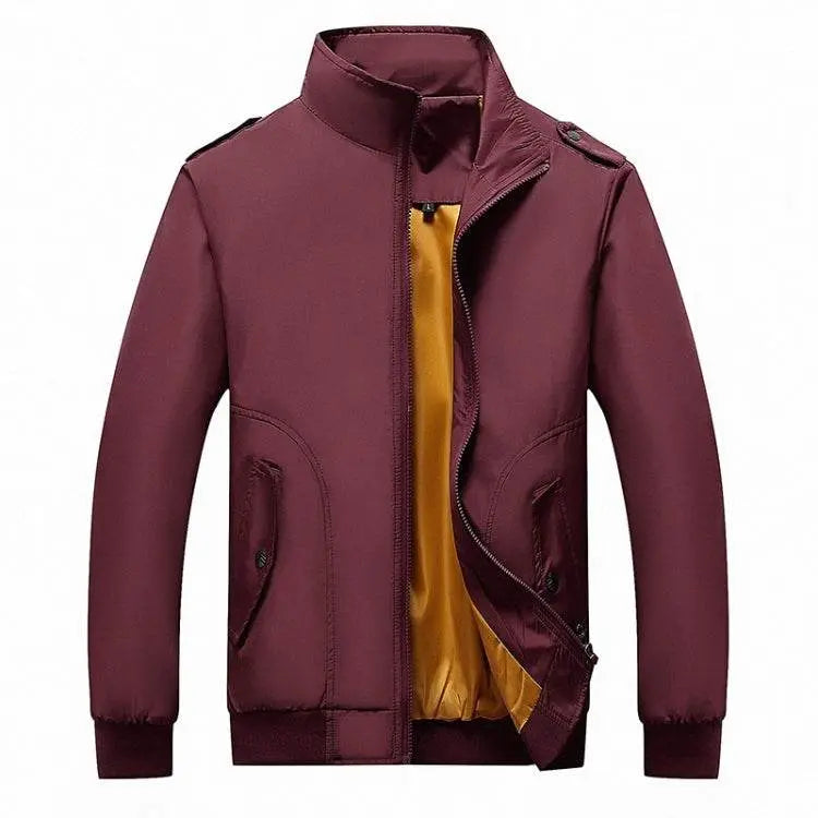 Solid Color Collage Long Sleeve Stand Collar Men Jacket Fashion