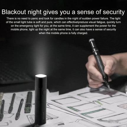 SOLOVE LED Flashlight USB Type C Portable Light for Everyday Use — compact USB-C rechargeable LED torch as desk lamp and emergency power bank