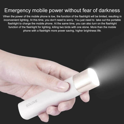 SOLOVE LED Flashlight USB Type C Portable Light for Everyday Use handheld white flashlight used as emergency mobile power and torch
