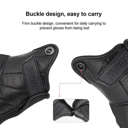 Soman Motorcycle Sheepskin Gloves For Riding Everyday Use black sheepskin gloves with buckle design for easy carrying and secure adjustable cuff