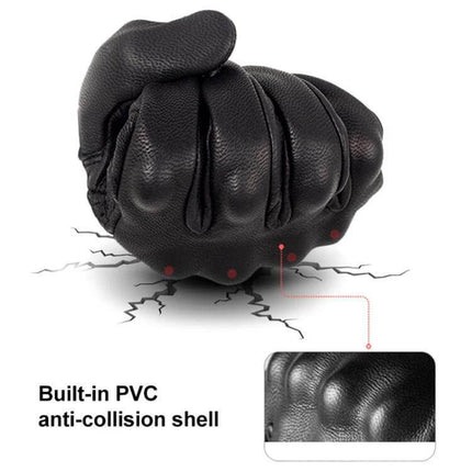 Soman Motorcycle Sheepskin Gloves For Riding Everyday Use black leather gloves with built-in PVC anti-collision knuckle protection