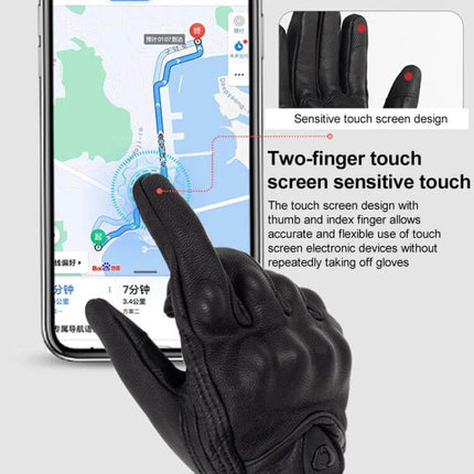 Soman Motorcycle Sheepskin Gloves For Riding Everyday Use with two-finger touchscreen design and adjustable cuff for daily commutes