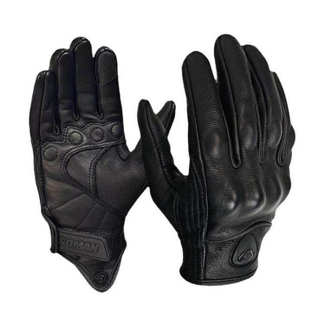 Soman Motorcycle Sheepskin Gloves For Riding Everyday Use – black sheepskin riding gloves with finger protection and adjustable cuff