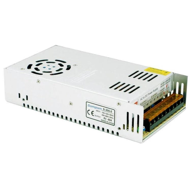 Sompom LED Driver for Light Strips and Displays, Reliable Power — metal enclosed LED driver with cooling fan and terminal block for strip lighting