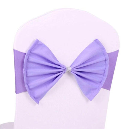 Spandex Chair Sash 12x48 Cm Bow Knot For Weddings And Events - Lavender bow knot on white chair cover