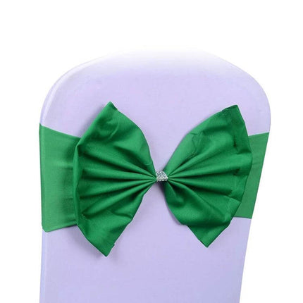 Spandex Chair Sash 12x48 Cm Bow Knot For Weddings And Events green bow on chair cover, stretch fabric creates neat bow for ceremonies