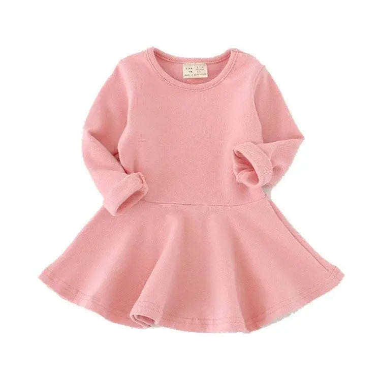 Spring And Autumn Female Babies Cotton Sanded Skirt Dress