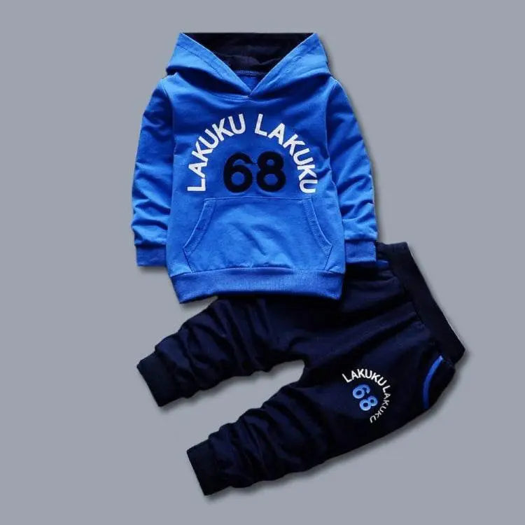 Spring Casual Children Letter Hooded Sweater Set 80cm 120cm