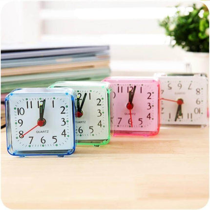 Square Alarm Clock With Transparent Case For Bedside And Office - compact silent quartz bedside desk clock in clear blue green pink and white cases