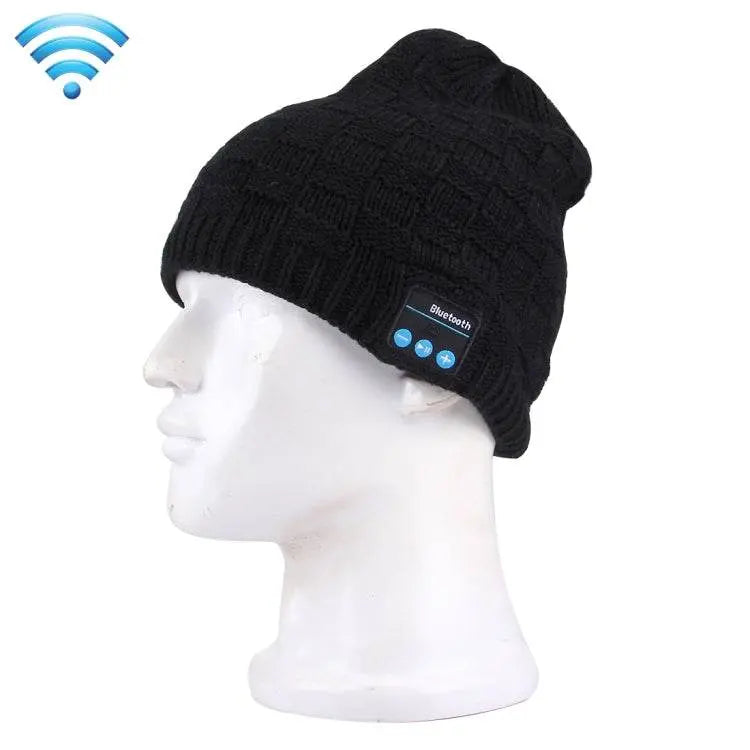 Square Textured Knitted Bluetooth Headset Winter Hat Mic