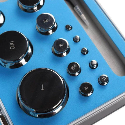 Stainless Steel Standard Weights 25-Piece Set for Precise Weighing - polished calibration weights in foam case, 1 mg to 1 kg range