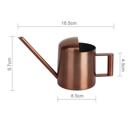 Stainless Steel Watering Can 300ml For Plants With Long Spout - compact rust‑resistant copper finish with long narrow spout and handle (dimensions shown)
