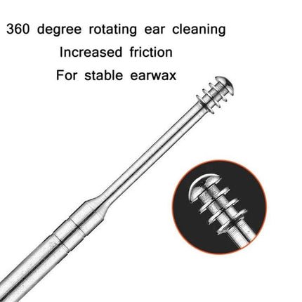 Stainless Steel Double-Ended Ear Scoop Three-Piece Set For Ear Cleaning single stainless steel rotating tip close-up