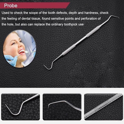 Stainless Steel 4-In-1 Dental Tool Set For Home Use probe tool showing angled stainless steel tip for inspecting teeth and gums