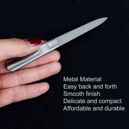 Stainless Steel Nail File 95mm For Everyday Nail Care - compact corrosion-resistant stainless steel file with concave handle for precise shaping