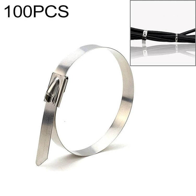 Stainless Steel Cable Ties 4.6x350mm For Securing Pipes And Cables - 100pcs corrosion‑resistant self‑locking metal ties for pipes, cables, hoses